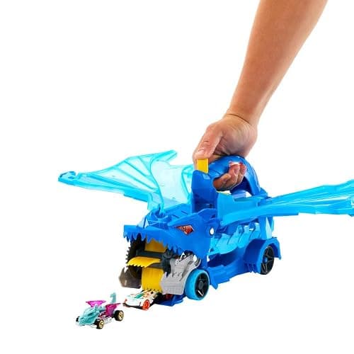 Hot Wheels City Toy Car Track Set, Ultimate Dual Dragon Transporter & 2 Die-Cast Cars, Large-Scale & Detachable Dragon, Stores 20+ Vehicles thumbnail 3