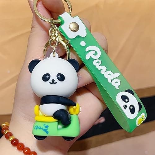 Ximimark 4 pcs Cute Bamboo Panda Keychain - Soft Rubber Pendant for Small Gifts and Hanging Ornaments thumbnail 4