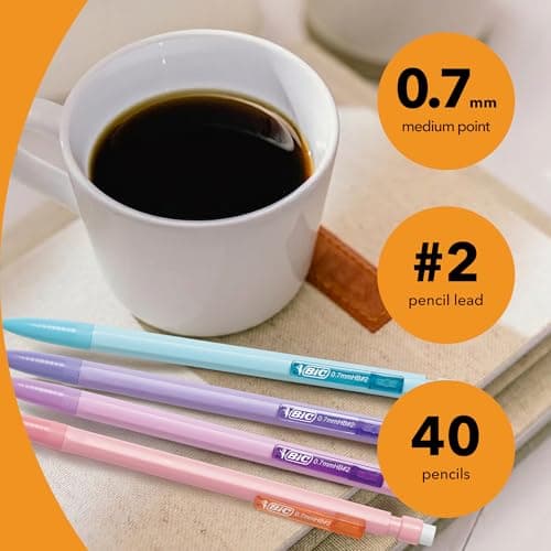 BIC Xtra-Smooth Pastel Mechanical Pencils with Erasers, Medium Point (0.7 mm), Bulk School Supplies for Students and Teachers, 40-Count Pack thumbnail 5