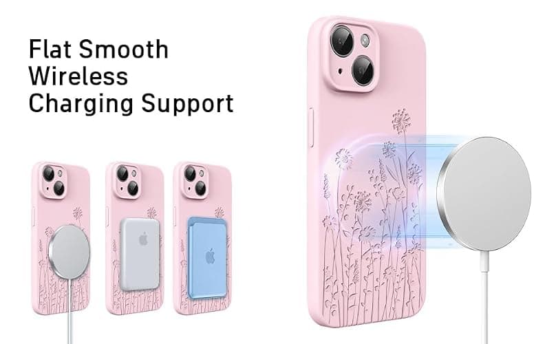 for iPhone 15 Phone Case for Women Compatible with Magsafe, Hard Liquid Silicone Cute Pink Spring Floral Design Shock Proof Heavy-Duty Protection for Women Girls thumbnail 5