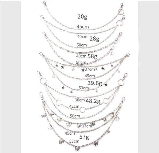 VEINTI+1 5 Pieces Silver Jeans Pants Chain Belt Goth Grunge Chain Pocket Waist Chain with Star Moon Snake Lock Decorations for Women/Men - Star Lock thumbnail 8