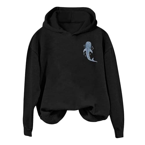 Whale Shark Hoodies For Teen Girls | Ocean Graphic Preppy Sweatshirts Oversized Y2k Pullover Tops Long Sleeve Fall Outfits thumbnail 4