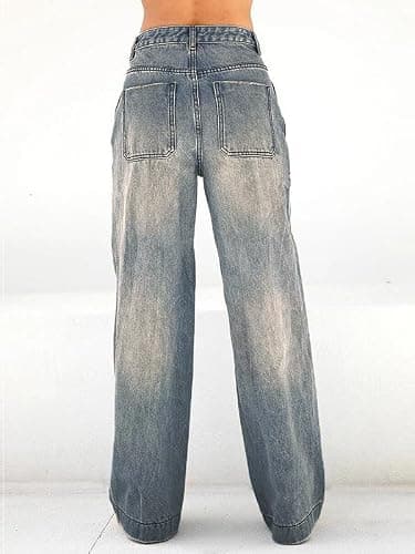 EMMIOL Women's 2026 Wide Leg Jeans Distress Mid Waist Denim Pants Vintage Y2K Trousers thumbnail 4