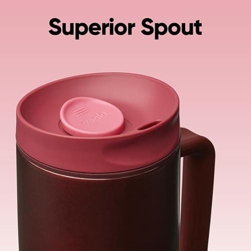 Owala SmoothSip Slider Stainless Steel Insulated Travel Mug with handle, 100% Leak Proof, For Hot and Cold Drinks, Travel Friendly with Sliding Lock Lid, 24 oz, BPA Free, Leak Proof, Black Cherry thumbnail 6