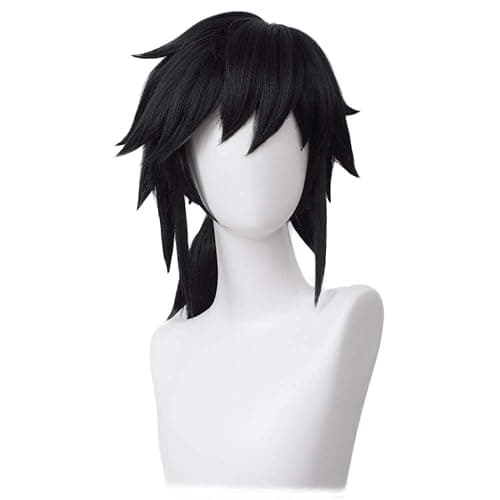 LABEAUTÉ Anime Black Cosplay Wigs for Giyuu Short Wig Halloween Wig Character Wig Cosplay Clothes for Demon Slayer: Kimetsu no Yaiba thumbnail 3