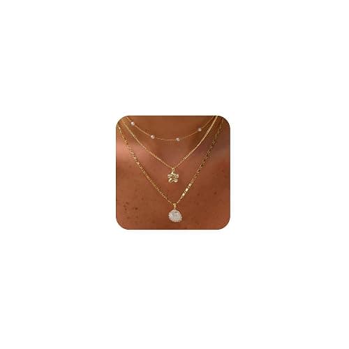 Sargetou Charm Necklaces for Women,14k Gold Plated Waterproof Dainty Choker Necklace Summer Seashell Pearl Beach Cute Necklaces Set Fashion Jewelry Gift - Image 1