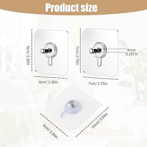 ANYSENT Drill Free Adhesive Hooks,Upgraded Picture Hangers Without Nails,Adhesive Wall Mount Screw Hooks for Hanging,Nail Free Wall Hangers for Kitchen, Bathroom (20 PCS, 2.75 * 2.75 inch) thumbnail 2