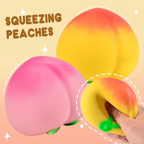 Peach Squishies, Peachs Fruit Slow Rising Soft Toy, Realistic Peach Shaped Fruit Squeeze Balls, Flexible Fidget Toys Decompression Gift for Adults Kids thumbnail 5