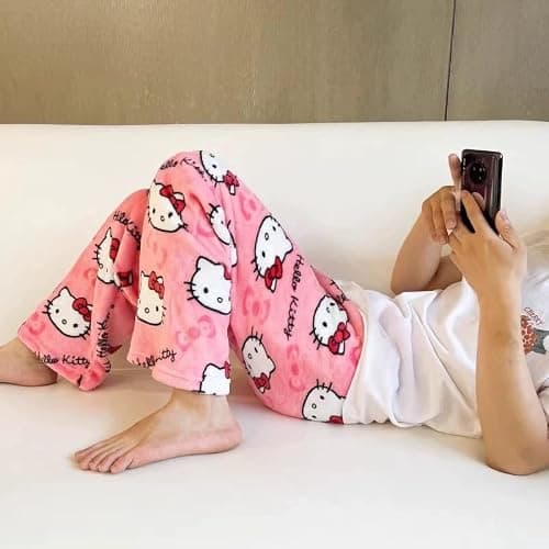 Chnnamzu Pantaloni Pigiama Halloween per Donna e Bambina - Pigiama Donna Invernale Lunghi Flanella Pantaloni da Notte Y2k Cartoni Animé Kawaii Pantalone Natale Morbidi e Leggeri Regali S-XXL thumbnail 5