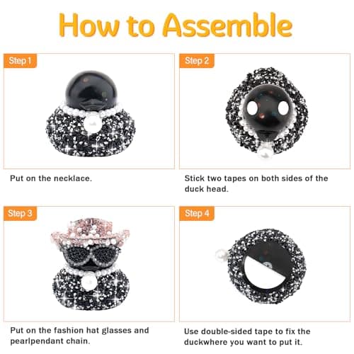 wonuu Black Diamond Rubber Duck Car Ornaments Funny Office Gifts Dashboard Decorations for Cool Car Accessories, Atrovirens thumbnail 4