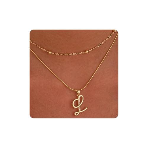 Zhlichouy Gold Initial Necklaces for Women 14K Gold Plated Dainty Cute Letter A-Z Layered Trendy Chain Choker Chunky Name Pendant Necklace for Women Jewelry Personalized Gifts - Image 1