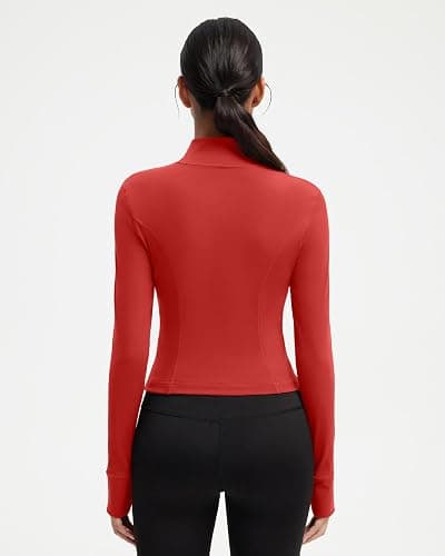 SUUKSESS Women Golden Full Zip Up Workout Cropped Jackets Lightweight Athletic Yoga Tops thumbnail 2