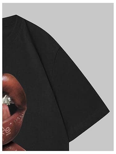 Verdusa Women's Lips Print Graphic Tees Y2k T Shirts Summer Crew Neck Vintage Going Out Tops thumbnail 4