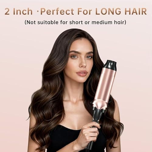 Hahahope 2 Inch Curling Iron with Clamp, Lightweight Large Barrel Curling Iron for Long Hair, Long Barrel Curling Wand with Multiple Temperature Settings, Dual Voltage & Perfect for Long Hair thumbnail 2