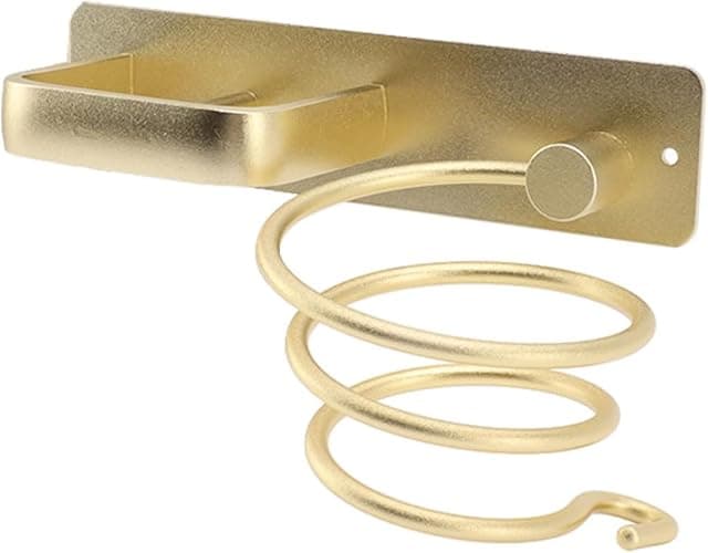 YUET Hair Dryer Holder Hairdryer Straightener Station Wall Mounted Spiral Shelf Bracket Stand Hanger Organizer Blow Storage with Cable Tidy Rack for Dressing Table Bathroom Professional Gold Brass - Gold thumbnail 7