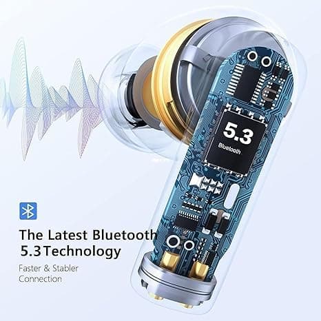 XLSFPY Ecouteurs Bluetooth sans Fil,Casque Bluetooth 5.3 avec Hi-FI Son Stéréo, Oreillette Bluetooth IPX7 Étanche,Contrôle Tactile, 30H Durée de Lecture,pour iphone/Androïde thumbnail 2