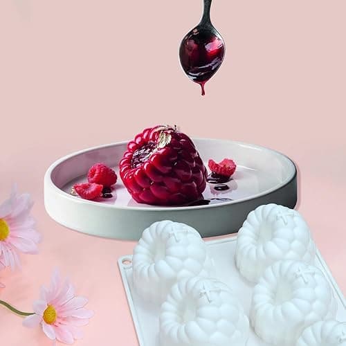 6-Loch Himbeeren Mousse Kuchenform Silikon Backform Schokoladenform Früchte Silikonform Backen Pralinenform Silikonbackform Bonbon Dessert Puddingform Silicone Mold Kuchenformen Silikonformen Backen thumbnail 7