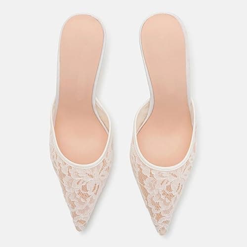 KIFIWUI Mesh Kitten Heels Mules for Women Closed Pointed Toe Slip on Backless Stiletto Slingback Low Heels Dress Pumps Shoes thumbnail 6