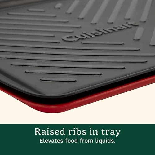 Cuisinart Grilling Prep & Serve Trays, 17x10.5 inch BBQ Tray Safe for Food Handling, 2 Dishwasher Safe Nesting Trays Black & Red, Perfect Grilling Accessories for Cooked & Raw Meat, Fits 6 Burgers thumbnail 5