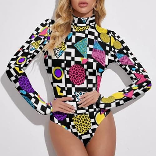 PUYWTIY Women’s Body Suits Tops, Slim Mock Turtle Neck Bodysuit Stretchy Basic Tops Fashion Long Sleeve Jumpsuit thumbnail 9