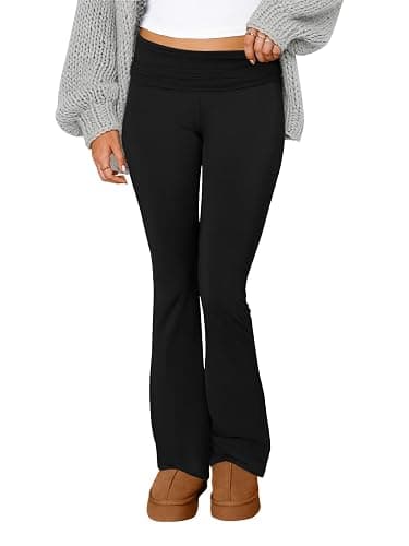 COPYLEAF Flare Leggings for Women Fold Over Yoga Pants Stretch Bell Bottom Y2K Lounge Casual Sweatpants - Image 1