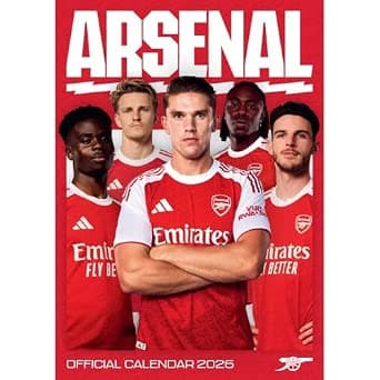 ARSENAL FC MEN'S 2026 A3 CALENDAR OFFICIAL | 2026 (Hanging) Monthly Wall | Sport | Football | Soccer - Danilo | 9781835275429 | Amazon.com.au | Books - Image 1