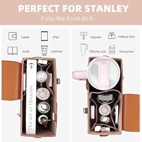 Stanley Outdoor Portable Crossbody Cup Storage Bag with Purse, Crossbody Bag for Stanley Bottle - Khaki thumbnail 3