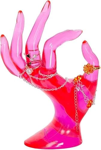 Maxsirui Hand Form Ring Holder Jewelry Display Organization Rack Bracelet Ring Watch Stand Support Aesthetic Y2k Room Decor (Rose Red) thumbnail 3