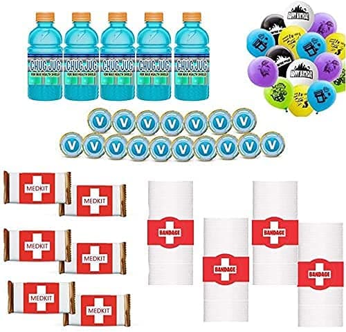 Birthday Party Supplies for Game Fans,Video Game Party Decoration,24 Chug Jug Bottle Labels,42 Chocolate Sticker, 4 Roll Paper Sticker,24 balloons - Image 1