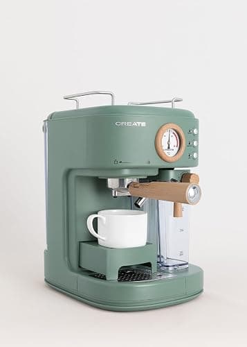 CREATE / THERA RETRO PRO/Machine à espresso semi-automatique Vert sauge / 20 bar, bac à lait, égouttoir, deux becs verseurs, capacité 1,5l, pour café moulu, 1250W thumbnail 4