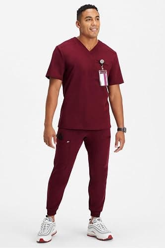 Fabletics Men's Helix 1-Pocket Scrub Top - MotionTech, Wrinkle-Resist, Chest Pocket, Anti-Shrink, Semi-Slim Fit thumbnail 3