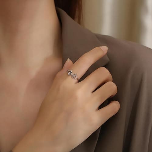JESMING Women's Butterfly Hollow Stainless Steel Ring - Cute Everyday Silver Rings for Women thumbnail 7