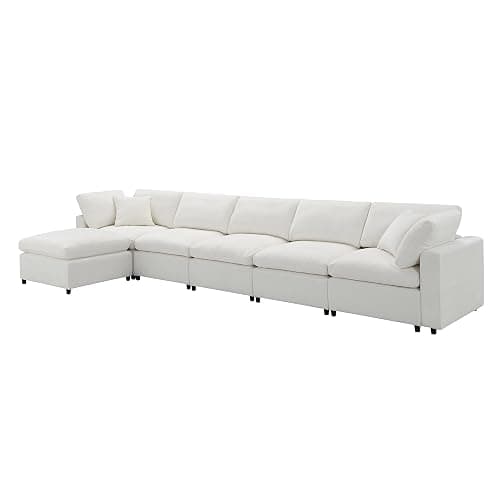 Oversized U-Shaped Modular Sectional Sofa Full Foam Cushions Deep Seat Reversible Chaises Cloud Couch Living Room Convertible Sleeper Chenille Upholstered Sofabed with Movable Ottomans thumbnail 13