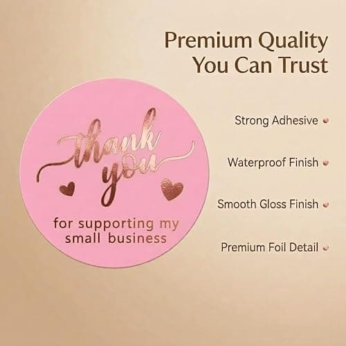 500 Pcs 1.5 Inch Pink and Rose Gold Thank You Stickers for Small Business, Small Business Packaging, Self-Adhesive & Waterproof Stickers with Beautiful Designs, Strong and Durable Envelope Seals thumbnail 5