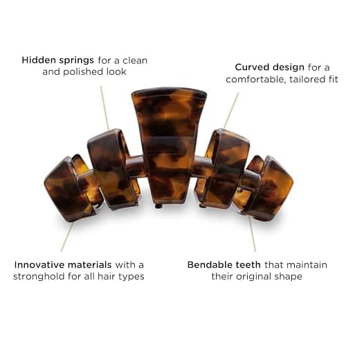 TELETIES - Small Hair Clip - Hair Claw Clips for Women - Strong Grip, Bendable Teeth, Comfortable Curved Design - Ideal for Thin or Short Hair - For All Hair Textures - Tortoise thumbnail 4