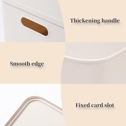 Yishyfier Plastic Storage Baskets With Lid Organizing Container Lidded Knit Storage Organizer Bins for Shelves Drawers Desktop Closet Playroom Classroom Office (4M+2S, Light grey) thumbnail 6