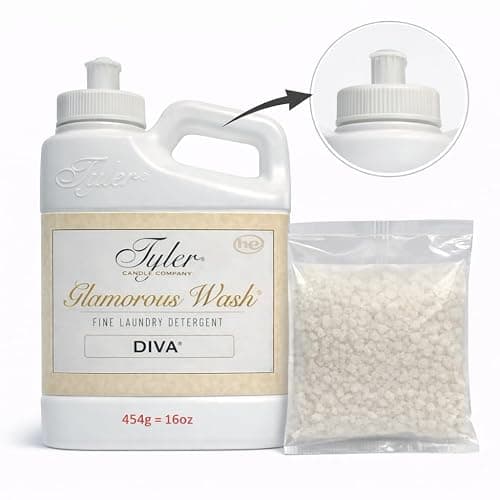 Tyler Candle Glamorous Liquid Wash Detergent Wash, Liquid, Diva, 16 Fl oz/with Dryer Sachet Single Pouch, Pull and Pour Spill Proof Cap oh thumbnail 4