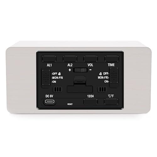 MOSITO Digital Wooden Alarm Clock with Wireless Charging, 0-100% Dimmer, Dual Alarm, Weekday/Weekend Mode, Snooze, Wood LED Clocks for Bedroom, Bedside, Desk, Kids (White) thumbnail 8