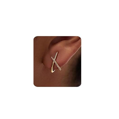 Gold Earrings for Women Trendy,14K Gold Stud Earrings Dainty Earrings Simple Minimalist Cubic Zirconia Diamond Gold Earrings Hypoallergenic Earring for Women Gifts - Image 1
