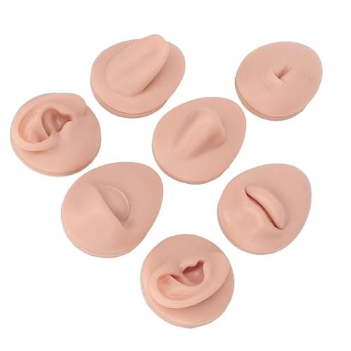 Soft Silicone Body Piercing Practice Model,Simulation Flexible Mannequin Teaching Tool Reusable Ear Model Soft Ear Eye Nose Mouth Tongue Belly Button Model for Practicing Suture (Middle Skin Color) thumbnail 2