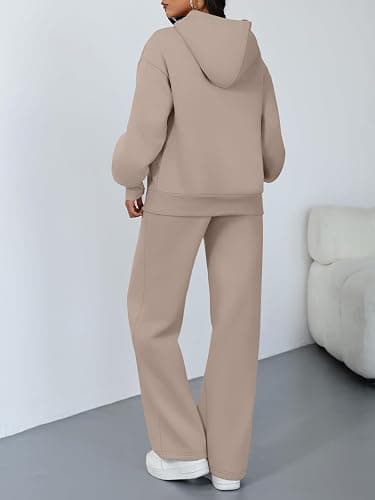 Trendy Queen Womens Oversized Hoodie Wide Leg Pants 2 Piece Lounge Set | Drop Shoulder,Kangaroo Pocket,Elastic Waistband,Side Pockets,Matching Sweatsuit thumbnail 4
