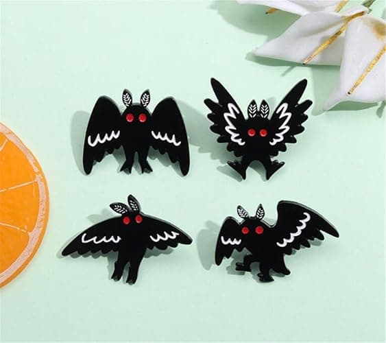 yangwenyuan 4pcs Punk Gothic Animal Bat Mothman Enamel Pins Backpack Hat Clothes Jewelry Brooch Metal Lapel Pin Accessories Gift for Friends thumbnail 7