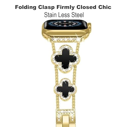 Musk-MSKR Diamond Metal Bands Add Sparkle to Your Watch For Apple Watch Series 11/10/9/8/7/6/5/4/3/2/SE/Ultra Clover Simple and Stylish Compatible with 38mm40mm41mm42mm44mm45mm 46mm49mm Women's Wear thumbnail 4