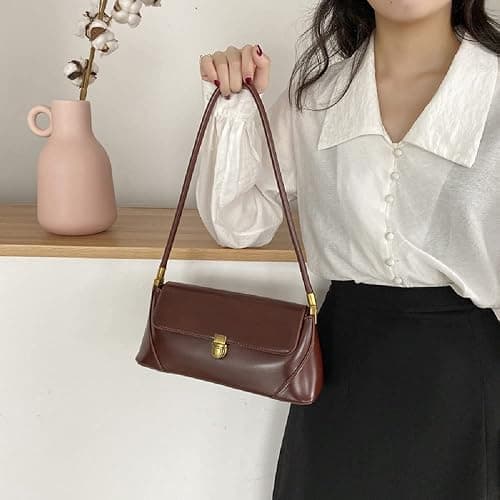 Small Clutch Shoulder Bag for Women Leather Mini Tote Handbag Purse with Buckle Closure thumbnail 2