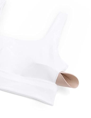 CRZ YOGA Butterluxe Womens U Back Sports Bra - Scoop Neck Padded Low Impact Yoga Clothes Workout Crop Top with Built in Pads - Large - White thumbnail 5