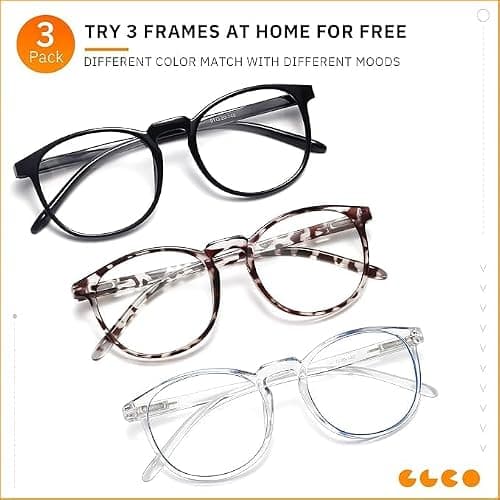 IBOANN Chic & Comfy Blue Light Glasses for Women - 3-Pack Round Frames, Screen-Ready Style with UV Protection Coating thumbnail 6