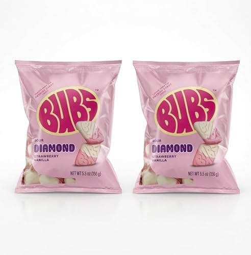 BUBS Swedish Candy Sour Strawberry Vanilla Diamond Foam Gummies | 2 Pack (5.5 oz Bags) Soft Chewy Vegan Candy - Image 1