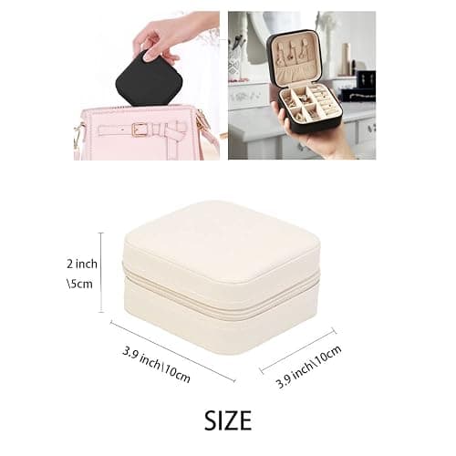 ZPROW Travel Jewelry Case, Mini Portable Jewelry Travel Boxes, Small Jewelry Organizer for Rings, Earrings, Pendants, Watches, Necklaces, Lipsticks Organizer Storage Holder Case (White) thumbnail 3
