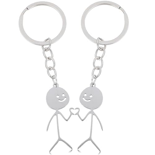 Ouligay 2 Pcs Funny Keychain for Women,Stickman Love Matching Keychains for Couples,Couple Keychain,Best Friend Keychain - Image 1