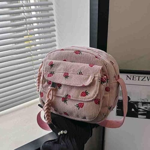 Strawberry bag cute purses for women Corduroy Tote Bag for Women cute crossbody bags for women kawaii purse thumbnail 6
